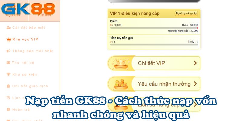 Chi tiết các bước nạp tiền khác nhau